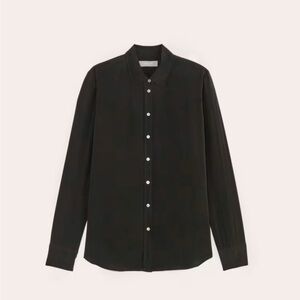 Everlane black silk shirt
